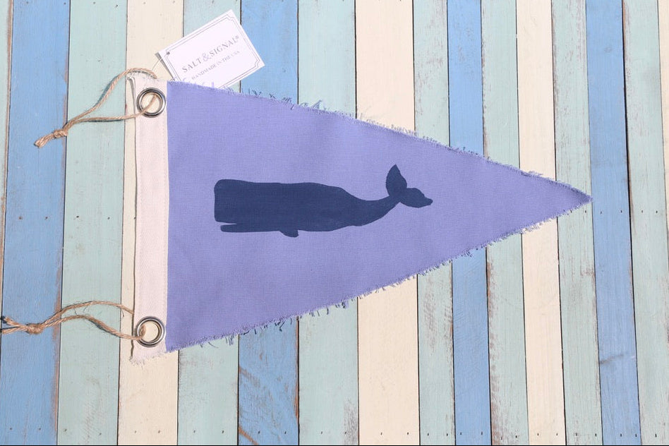 NANTUCKET WHALE FLAG Vintage Inspired Canvas Flag