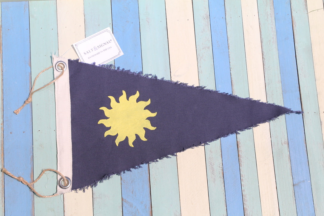 SUN SILHOUETTE Vintage Inspired Canvas Flag