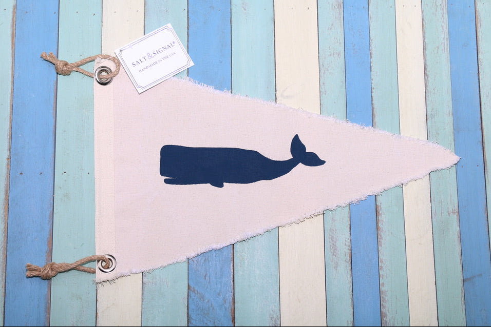 NANTUCKET WHALE FLAG Vintage Inspired Canvas Flag
