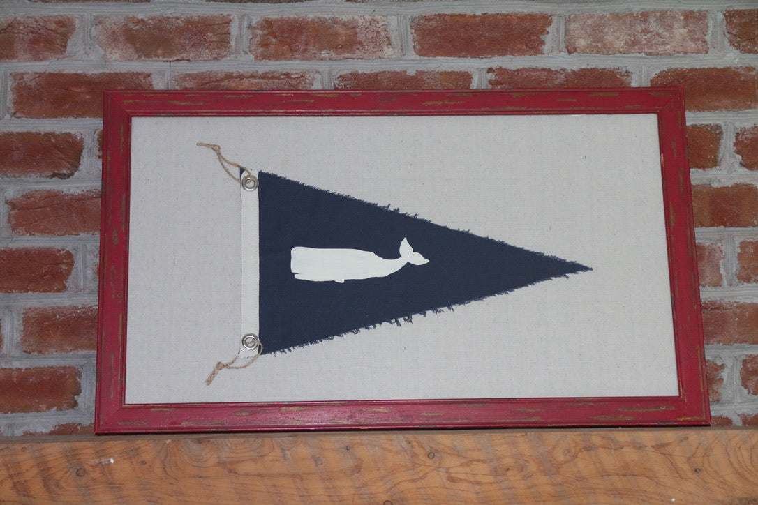 NANTUCKET WHALE FLAG Vintage Inspired Canvas Flag