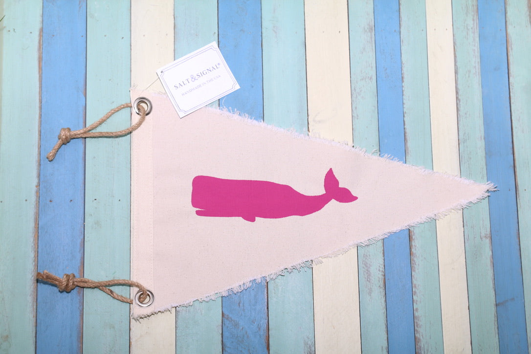NANTUCKET WHALE FLAG Vintage Inspired Canvas Flag