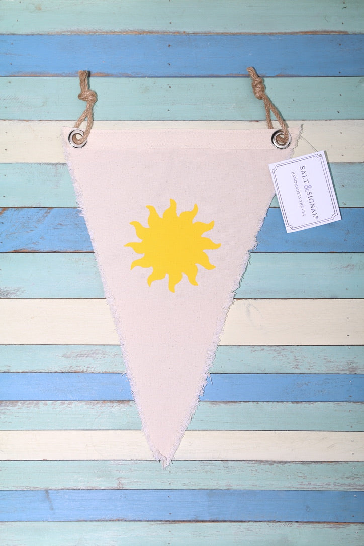 SUN SILHOUETTE Vintage Inspired Canvas Flag