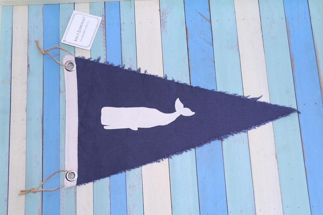 NANTUCKET WHALE FLAG Vintage Inspired Canvas Flag