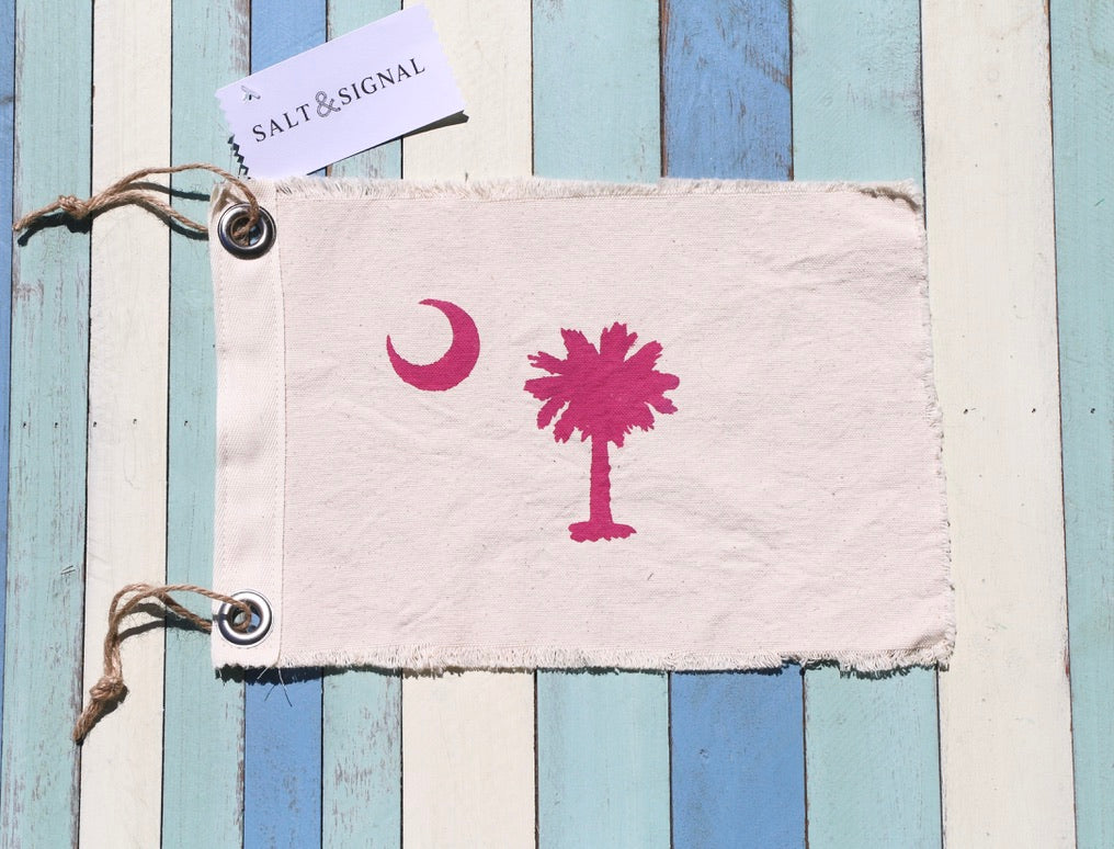 SOUTH CAROLINA PALMETTO Vintage Inspired Canvas Flag