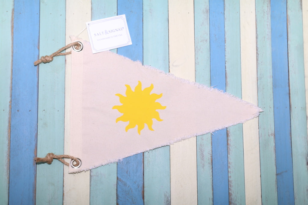 SUN SILHOUETTE Vintage Inspired Canvas Flag