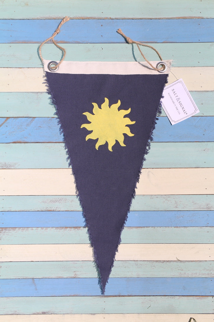 SUN SILHOUETTE Vintage Inspired Canvas Flag
