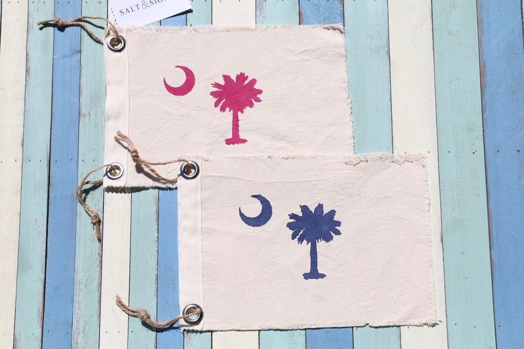 SOUTH CAROLINA PALMETTO Vintage Inspired Canvas Flag