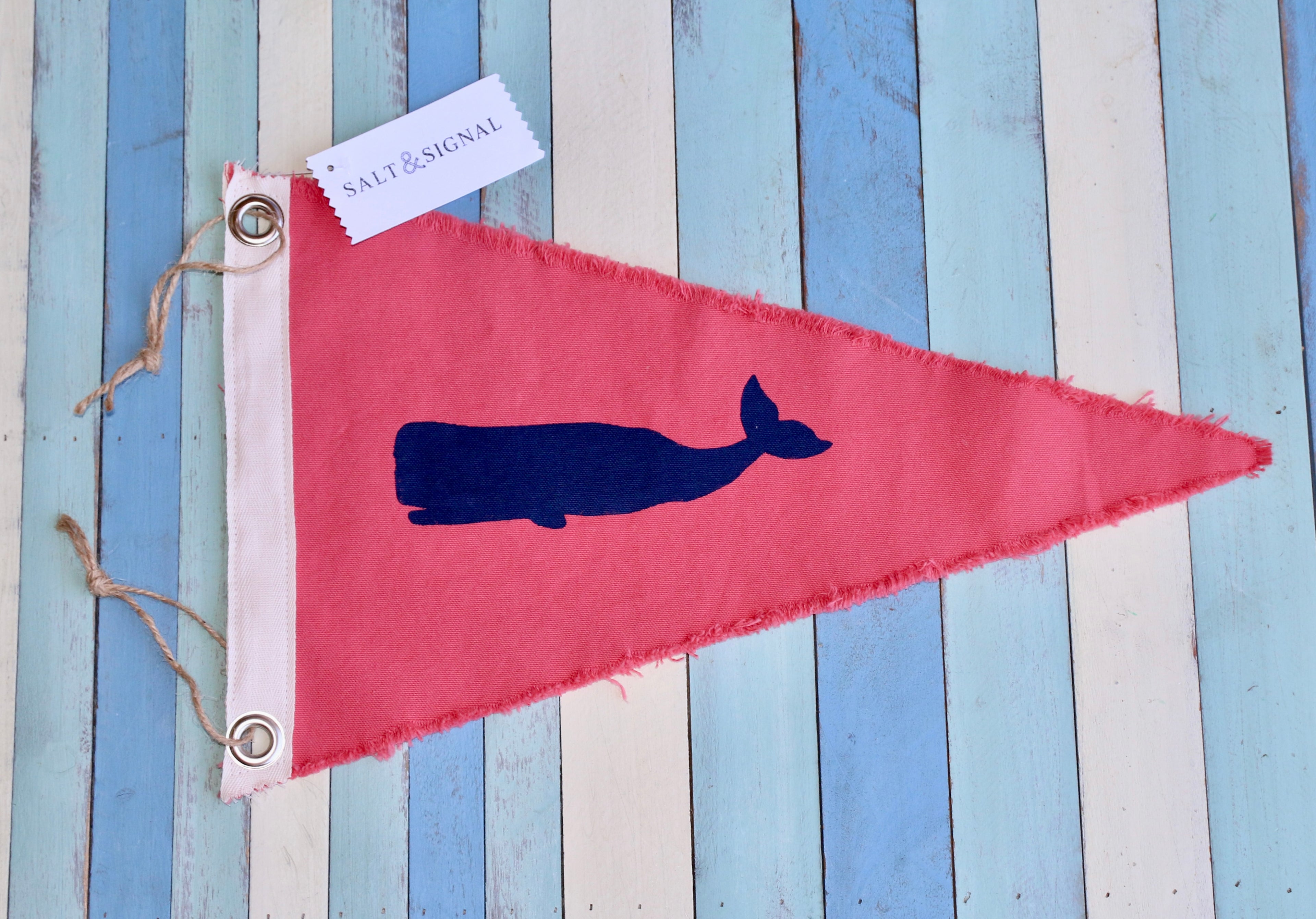 NANTUCKET RED WHALE FLAG Vintage Inspired Canvas Flag